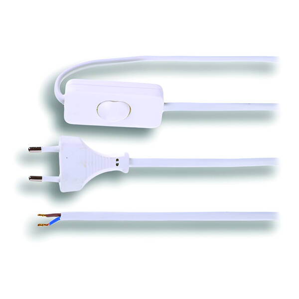 Kabel Solight Flexo šňůra, 3m, 2 x 0,75mm2, bílá, plochá, vypínač bílé

