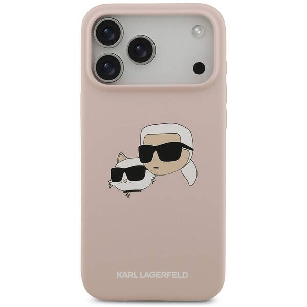Kryt na mobil Karl Lagerfeld Liquid Silicone Double Heads MagSafe na Apple iPhone 17 Pro Max růžový

