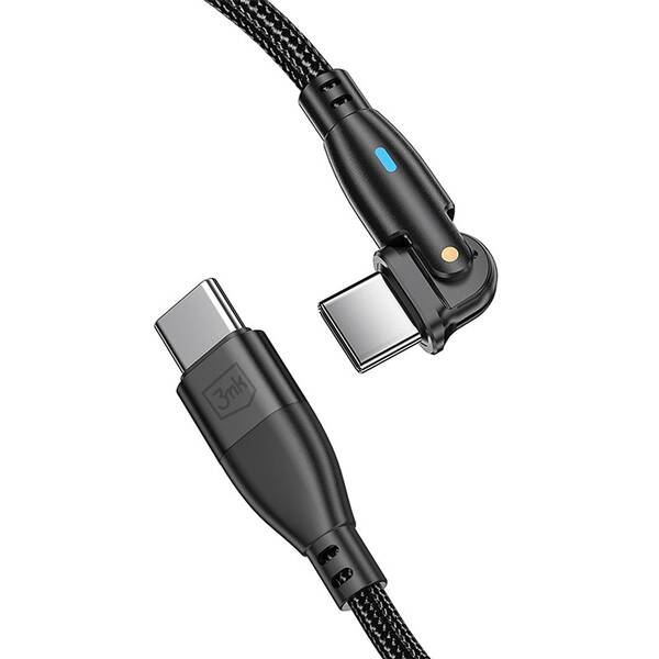 Kabel 3mk rychlonabíjecí Hyper Cable N-SERIES USB-C / USB-C, Power Delivery, QC 3.0, 100W, 1m, otočný černý

