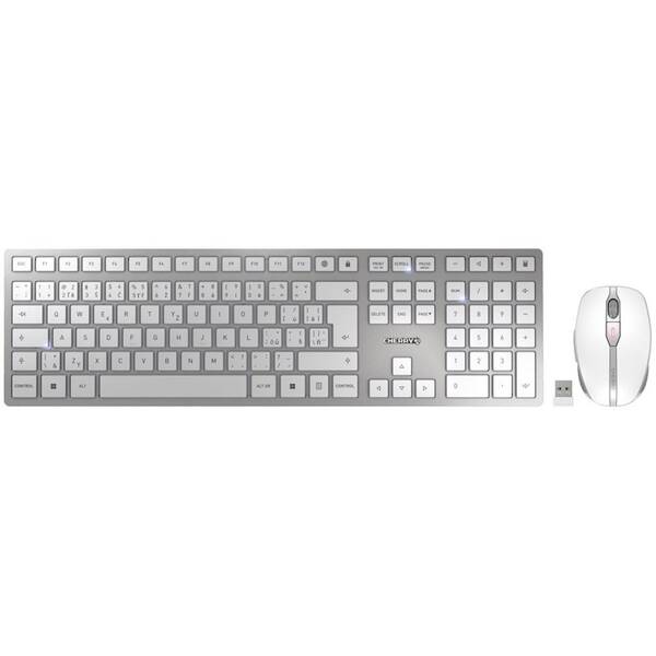Klávesnice s myší Cherry DW 9100 SLIM  CZ+SK stříbrná/bílá

