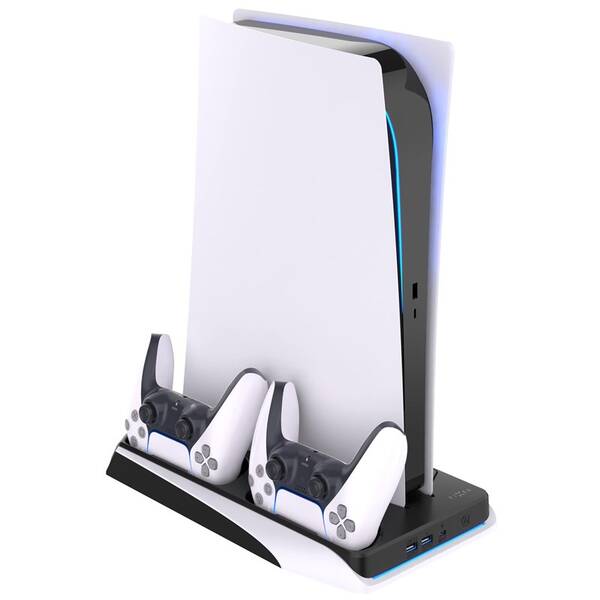 Dokovací stanice FIXED pro PlayStation 5 s chlazením a nabíjením pro dva ovladače DualSense černá/bílá

