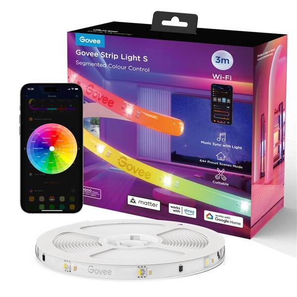 LED pásek Govee Smart PRO, Matter WiFi RGBICW, 3 m bílý


