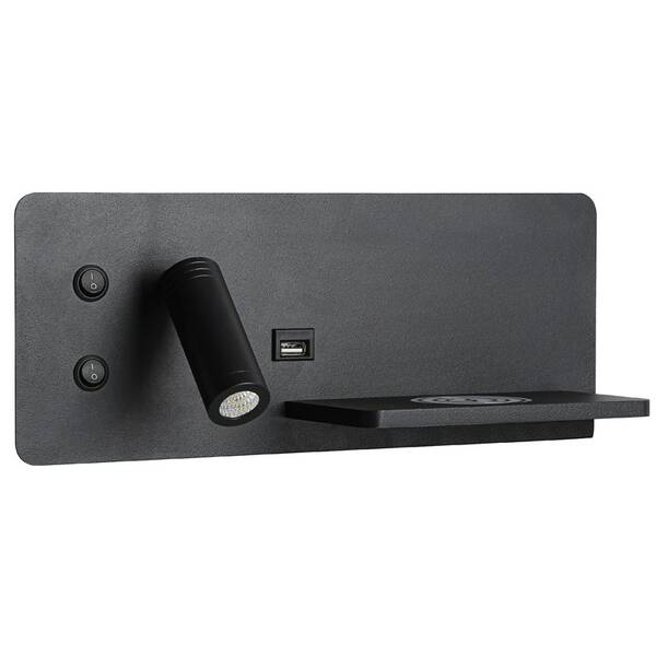 Bodové svítidlo IMMAX LED Be PREPARE 4v1 s Qi nabíjením, USB, varianta pravá černé

