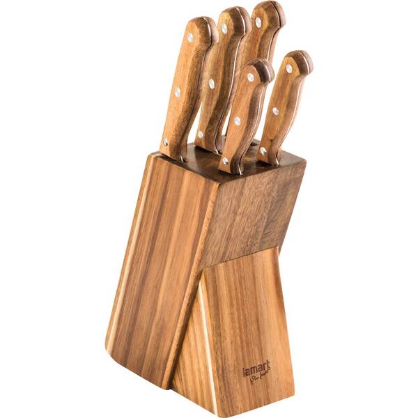 Sada kuchyňských nožů Lamart LT2080 WOOD, 5 ks dřevo

