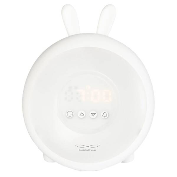 Dětská LED lampička Rabbit & Friends zajíček s budíkem bílá


