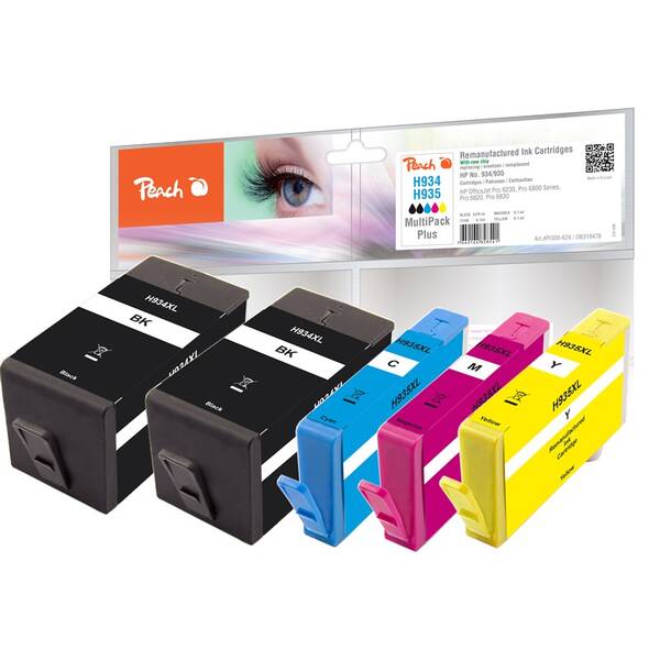 Inkoustová náplň Peach HP 934XL/935XL, MultiPac Plus, 2x 49 ml, 3x 12 ml vícebarevná

