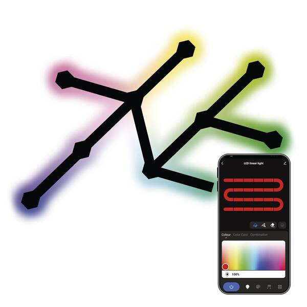 Nástěnné svítidlo EMOS GoSmart, 34 W, RGB Lines (9 ks) černé

