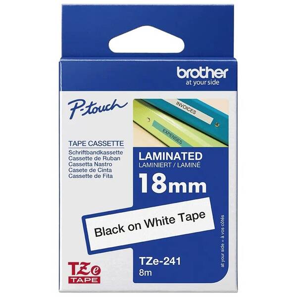 Papírový štítek Brother TZE-241, černá na bílé, 18mm 

