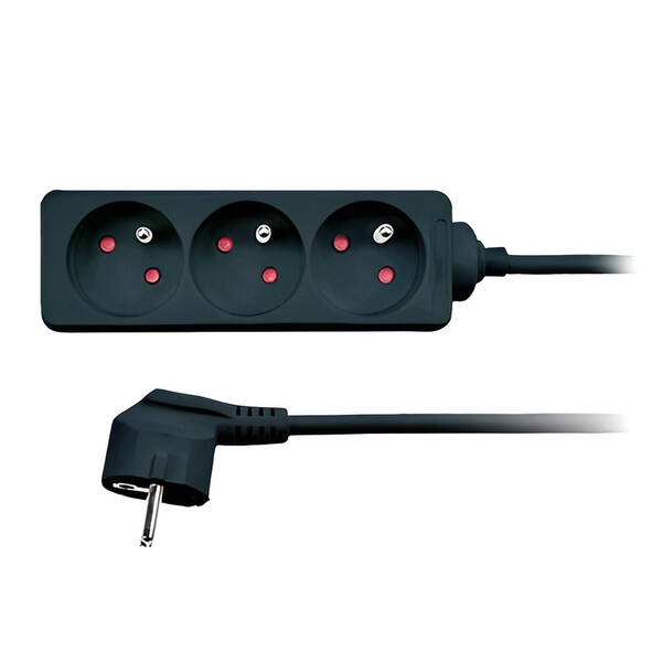 Kabel prodlužovací Solight 3 zásuvky 3m černý


