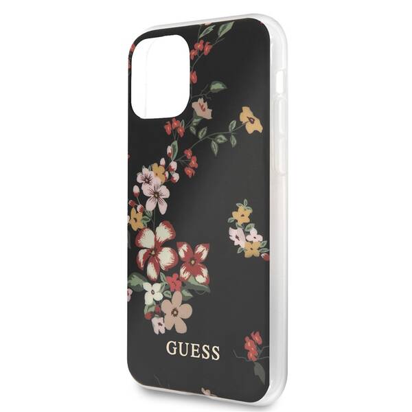 Kryt na mobil Guess Flower Shiny N.4 na Apple iPhone 11 černý

