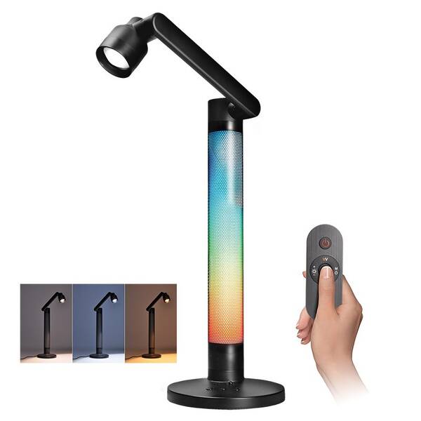 Stolní LED lampička Solight WO67 s RGB podsvícením, 10W, 600lm, dálkový ovladač černá

