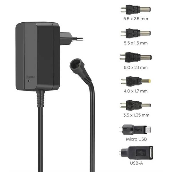 Napájecí adaptér Hama univerzální 3-12 V, 12 W, nastavitelný, 7 konektorů 

