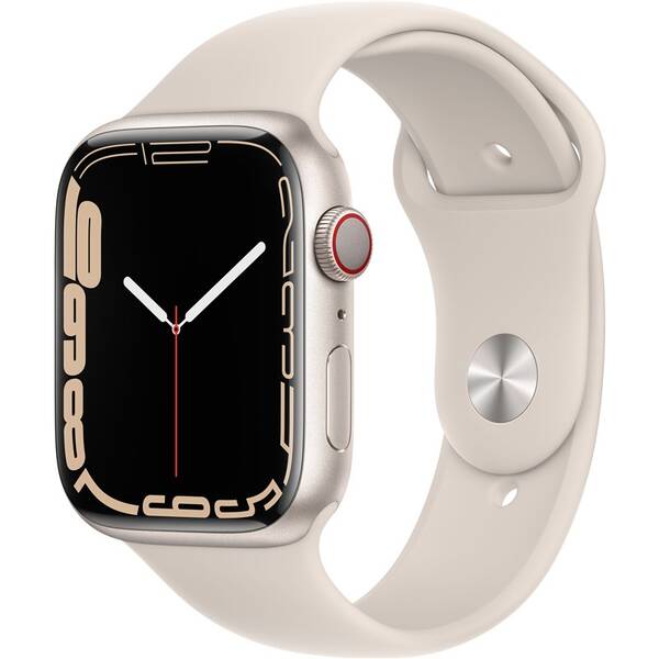 Chytré hodinky Apple Watch Series 7 GPS + Cellular, 45mm pouzdro z hvězdně bílého hliníku - hvězdně bílý sportovní řemínek 

