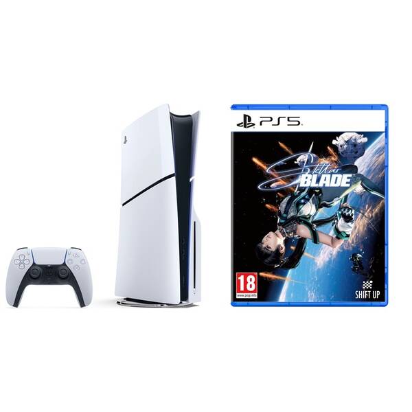 Set výrobků Sony Herní konzole Sony PlayStation 5 (typ modelu - slim) - bílá + Hra Sony PlayStation 5 Stellar Blade 
