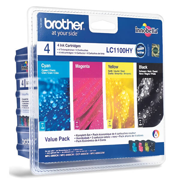 Inkoustová náplň Brother LC-1100HY, 1x900 stran, 3x750 stran, CMYK 

