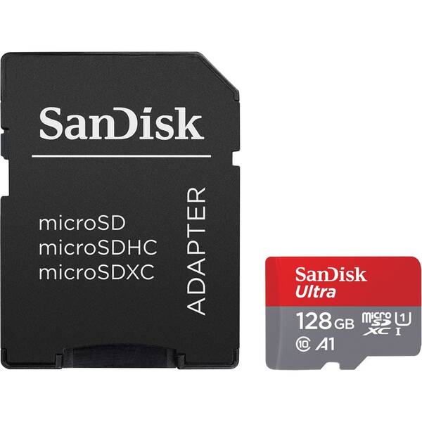 Paměťová karta SanDisk Ultra microSDXC 128GB (140R) A1 Class 10 UHS-I + SD adaptér 
