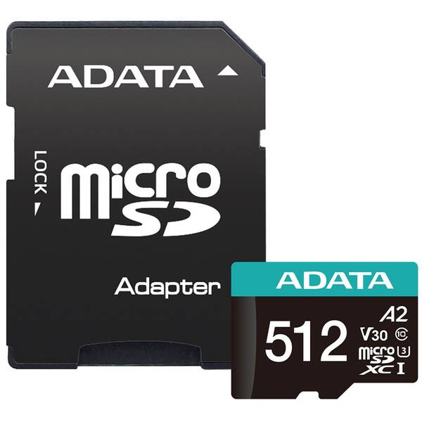 Paměťová karta ADATA MicroSDXC 512GB UHS-I (100R/80W) + adaptér 

