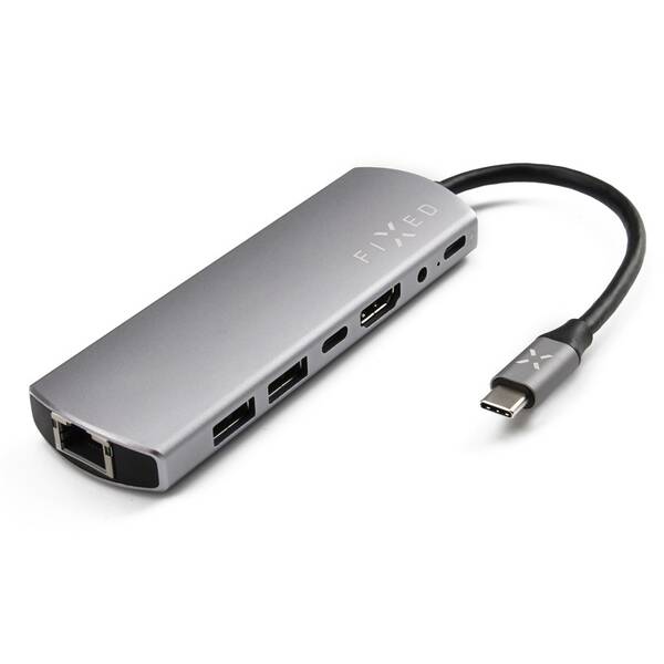 USB Hub FIXED Hliníkový HUB 7IN1 s rozhraním USB-C stříbrný

