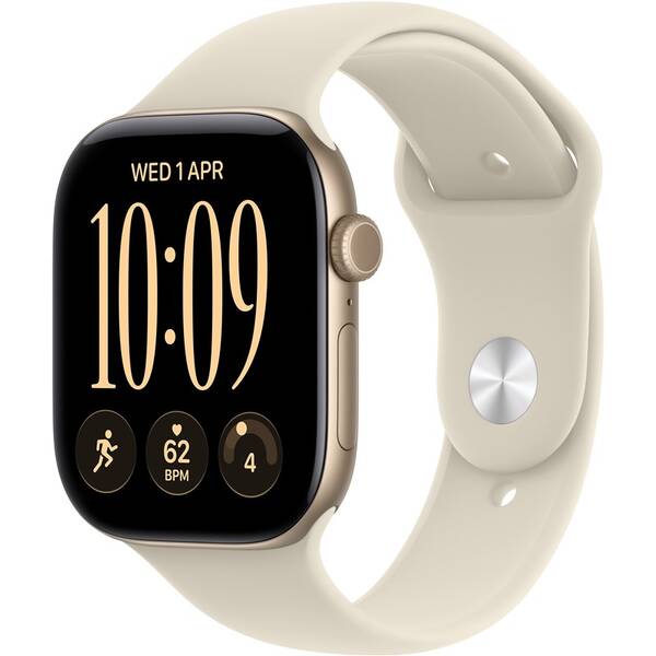 Chytré hodinky Apple GPS + Cellular 46 mm světle zlatý hliník, pískový sportovní řemínek - M/L 


