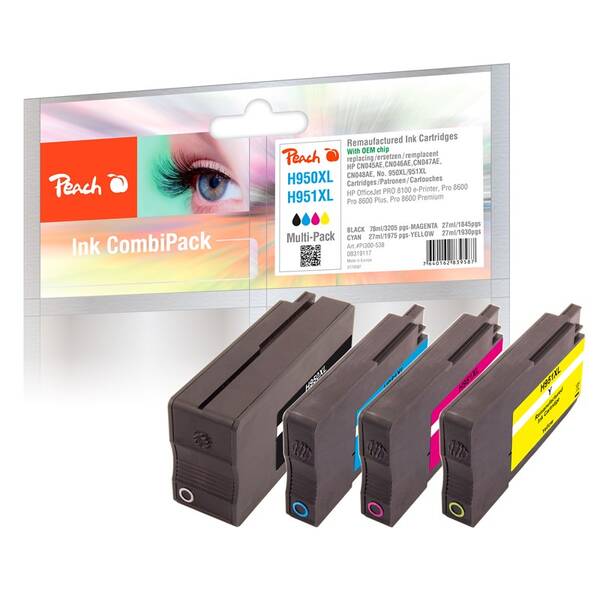 Inkoustová náplň Peach HP 950XL/951XL, MultiPac, 1x78, 3x27 ml vícebarevná

