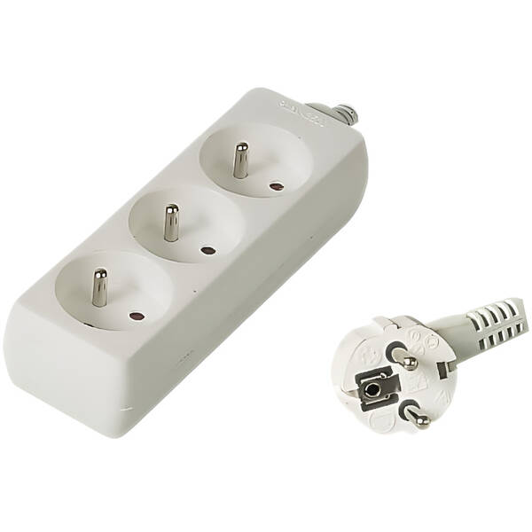 Kabel prodlužovací PremiumCord 3x zásuvka, 3m bílý

