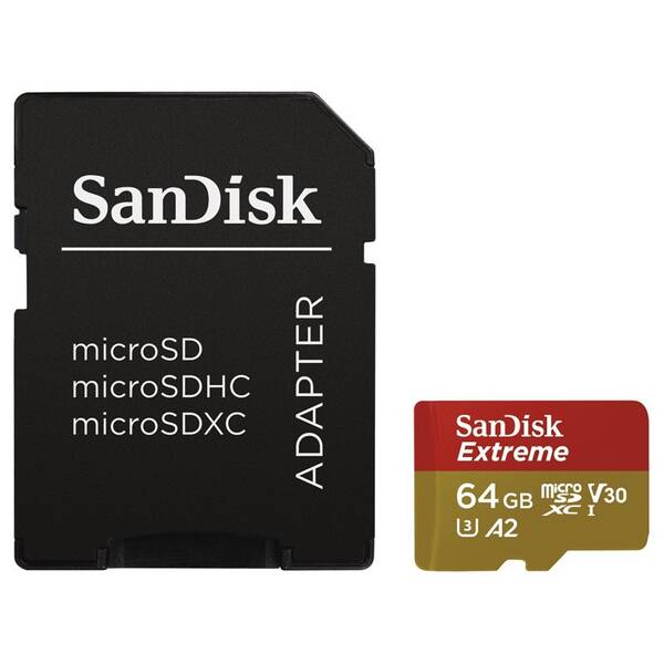 Paměťová karta SANDISK 64GB UHS-I U3 (160R/60W) + adapter 


