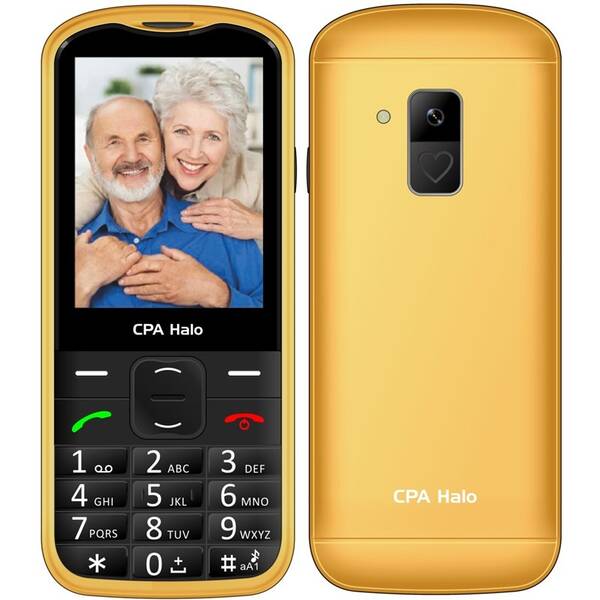 Mobilní telefon CPA Halo 18 Senior s nabíjecím stojánkem zlatý

