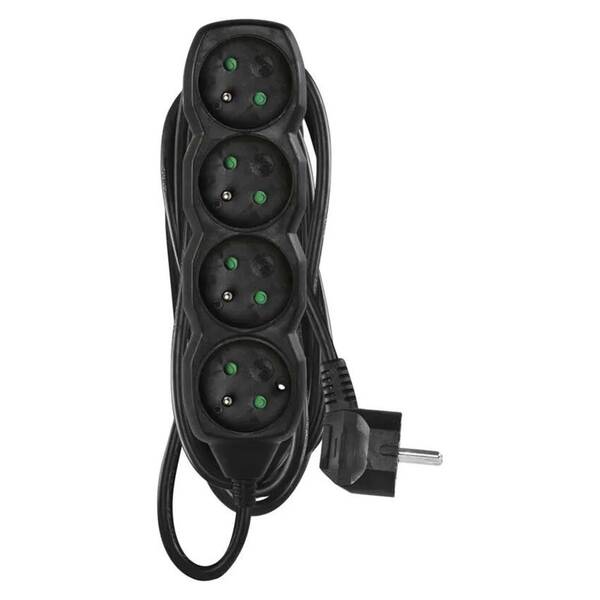 Kabel prodlužovací EMOS 4x zásuvka, 5m černý

