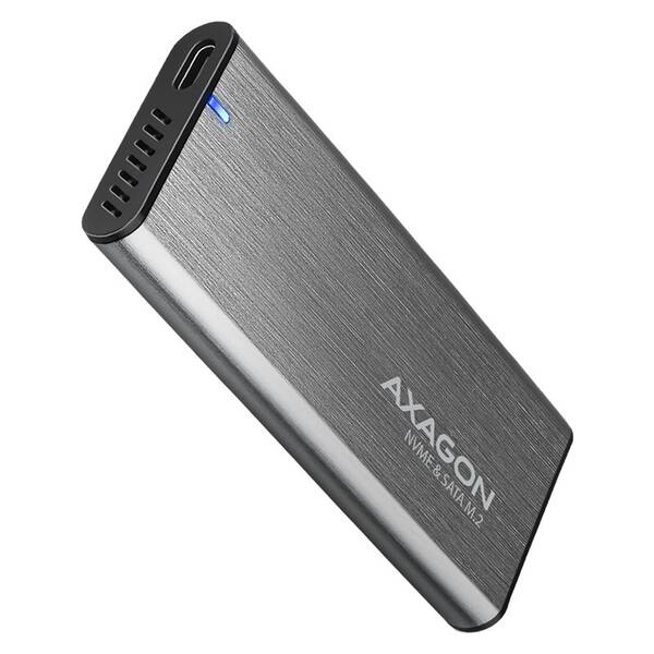 Externí rámeček Axagon RAW box USB-C 3.2 Gen 2, M.2 NVMe & SATA SSD stříbrný

