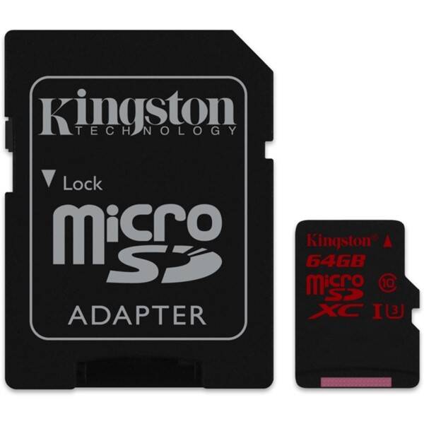 Paměťová karta Kingston 64GB UHS-I U3 (90R/80W) + adapter 

