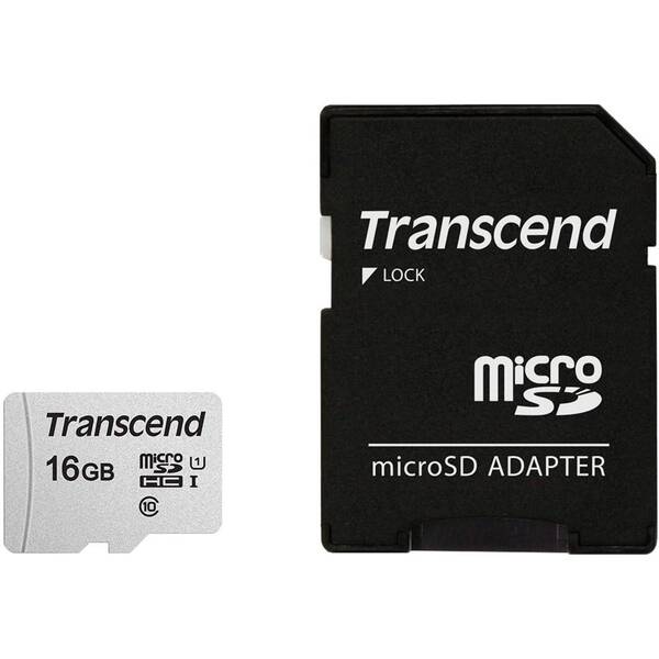 Paměťová karta Transcend 300S microSDHC 16GB UHS-I U1 (95R/10W) + adapter 

