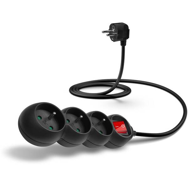Kabel prodlužovací Connect IT 3x zásuvka, s vypínačem, 1,5m černý

