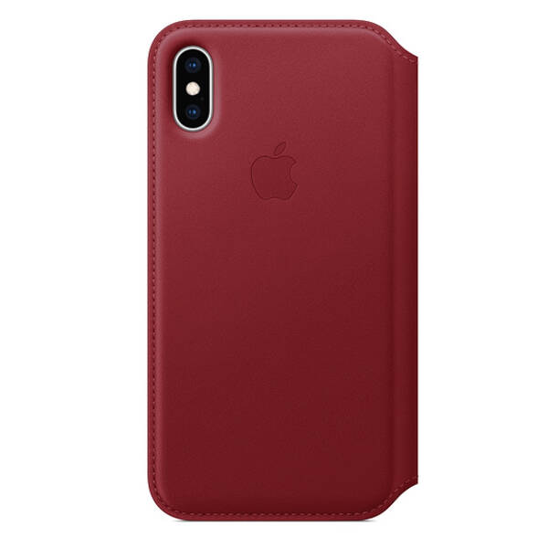 Pouzdro na mobil flipové Apple Leather Folio na iPhone Xs - (PRODUCT)RED červené

