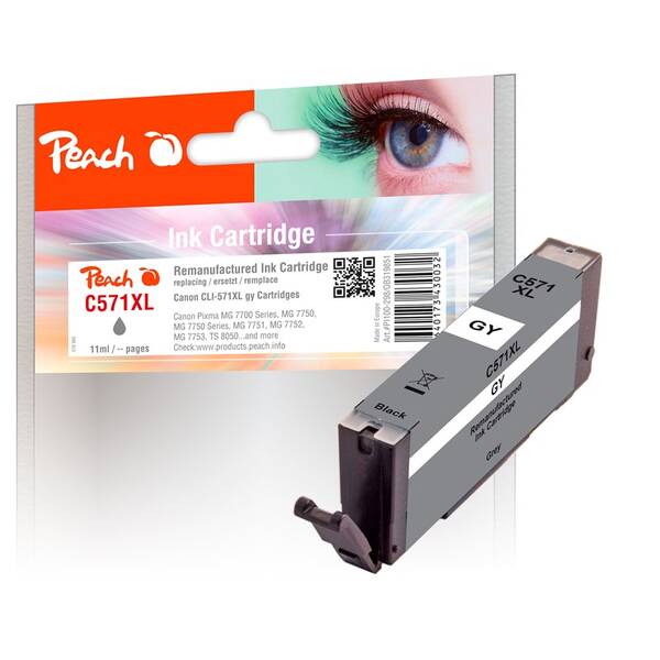 Inkoustová náplň Peach Canon CLI-571XGY, 11ml - foto šedá 

