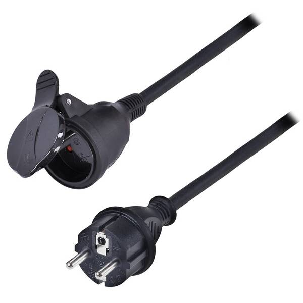 Kabel prodlužovací Solight 1 zásuvka IP44, 3 x 2.5mm2, kabel guma-neopren H07RN-F, 15 m černý

