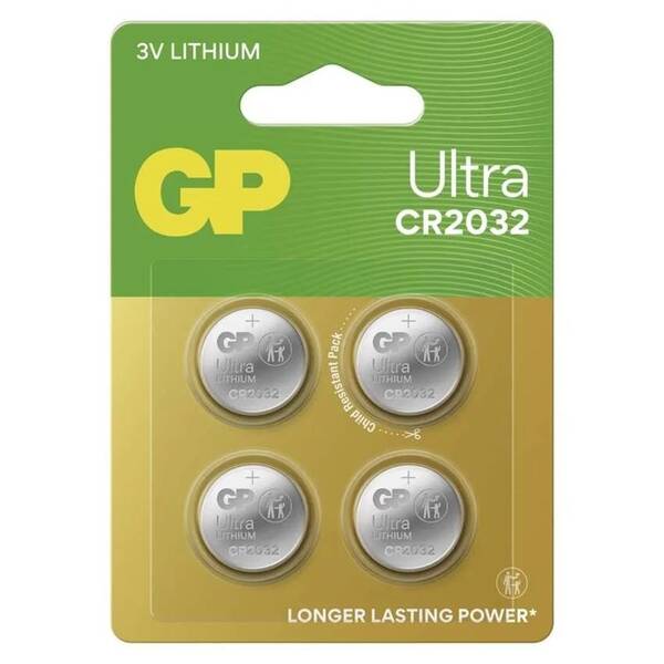 Baterie lithiová GP ULTRA CR2032 4BL, knoflíková 

