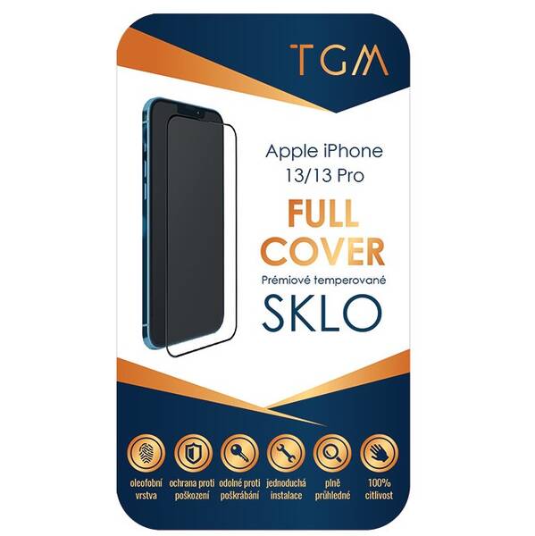 Tvrzené sklo TGM Full Cover na Apple iPhone 13/13 Pro černá barva
