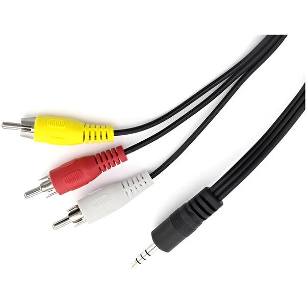 Kabel AQ jack 3,5 mm na 3× CINCH, 1,5 m černý

