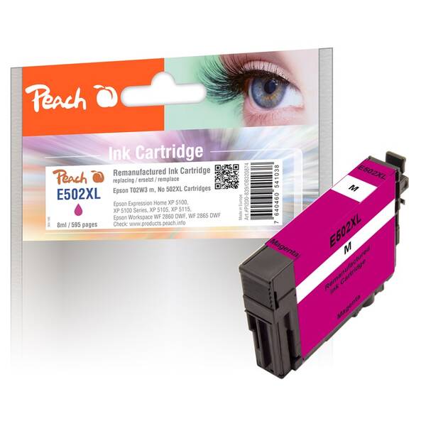 Inkoustová náplň Peach Epson 502XL, T02W3 , 595 stran purpurová

