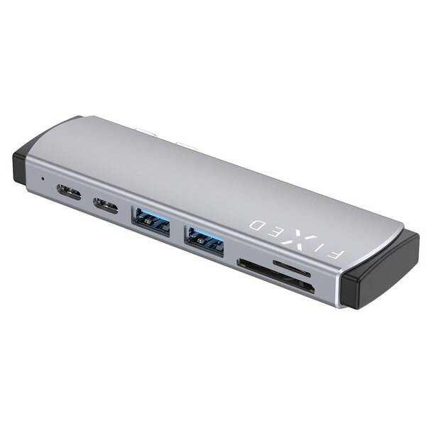 USB Hub FIXED USB-C/HDMI, 2x USB 3.2, USB-C, USB-C PD 87W, SD, Micro SD pro MacBooky šedý

