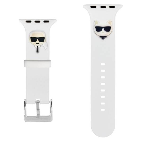Řemínek Karl Lagerfeld Karl and Choupette na Apple Watch 38/40/41mm bílý

