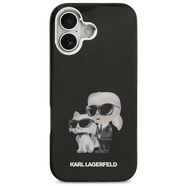 Kryt na mobil Karl Lagerfeld IML Aquarelle Karl and Choupette na Apple iPhone 17 černý

