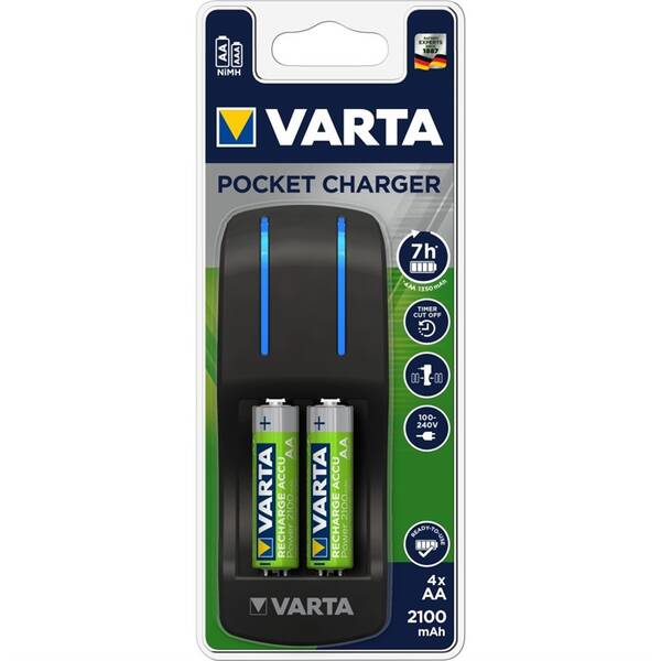 Nabíječka Varta Pocket Charger + AA, 2 100 mAh, 2 ks 


