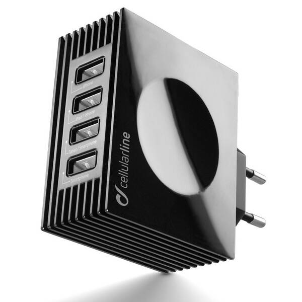 Nabíječka do sítě CellularLine Quad Ultra 4 x USB, 21W/4.2 A černá

