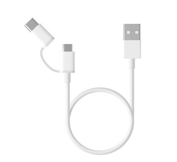 Kabel Xiaomi 2v1 USB/Micro USB + USB-C, 30 cm bílý


