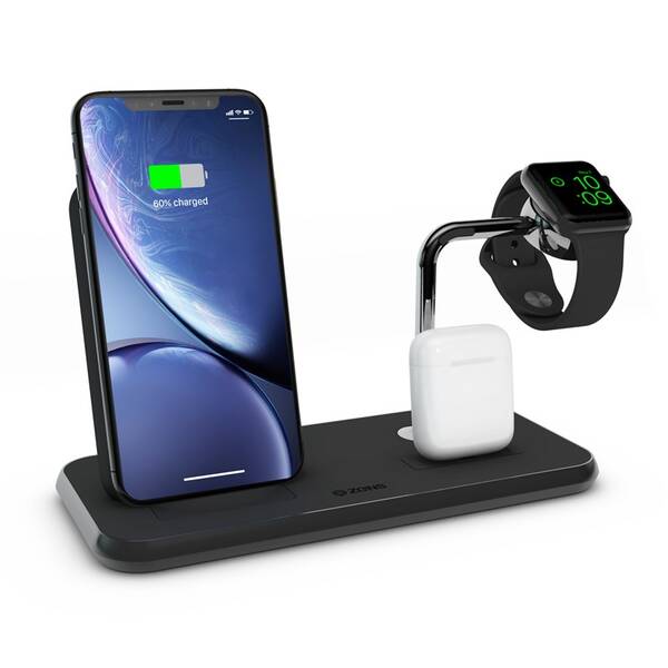 Bezdrátová nabíječka ZENS Stand+Dock+Watch černá

