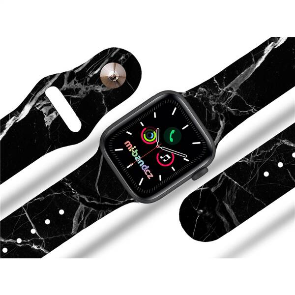 Řemínek Mi-Band na Apple Watch 42/44/45/49 mm - motiv Černý mramor, černý 

