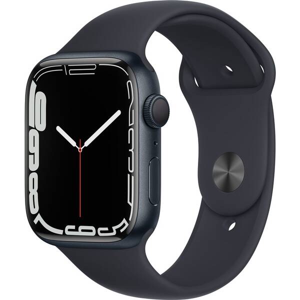 Chytré hodinky Apple GPS, 45mm pouzdro z půlnočně inkoustového hliníku - temně inkoustový sportovní řemínek 

