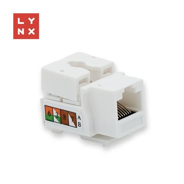 Spojka Lynx UTP Cat5e, 90 stp. bílá

