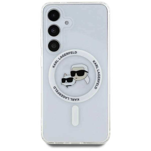 Kryt na mobil Karl Lagerfeld IML K&CH Heads MagSafe na Samsung Galaxy S25 průhledný

